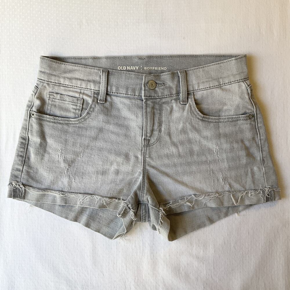 Old Navy Women Shorts 2 REGULAR Gray Denim Boyfriend Distressed Frayed Hem 2.5"